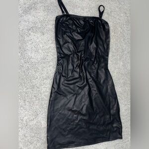 Spirit Halloween Black Faux Leather Bodycon Dress
